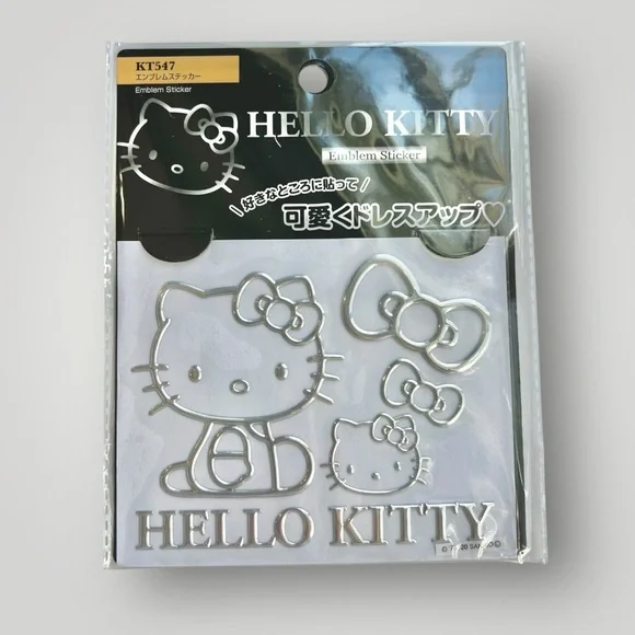 Sanrio Hello Kitty Kawaii Decal Cute Car Sticker Silver Gray KT547 Japan New - Picture 10 of 11